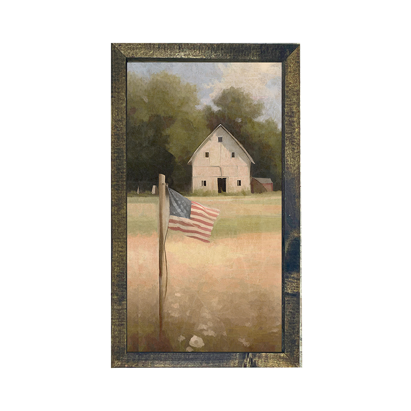 Flag with barn-Vertical Frame