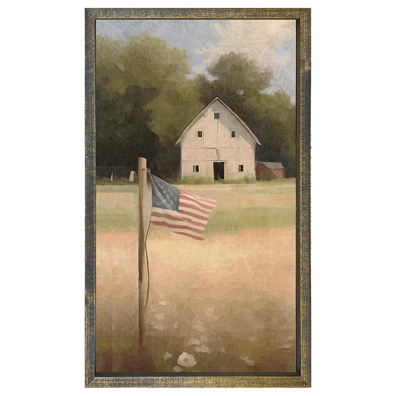 Flag with barn-Vertical Frame