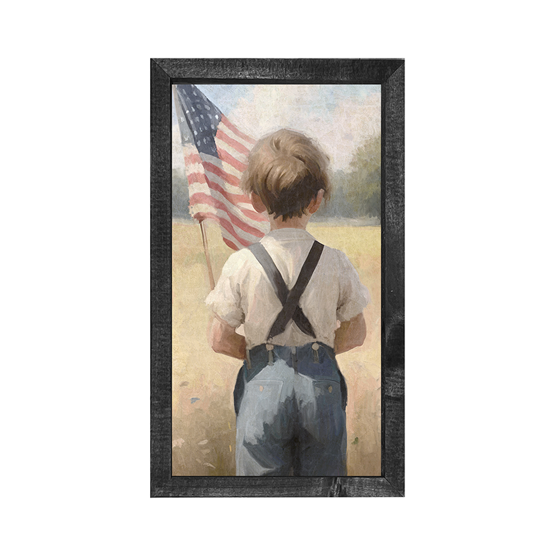 Boy with Flag-Vertical Frame