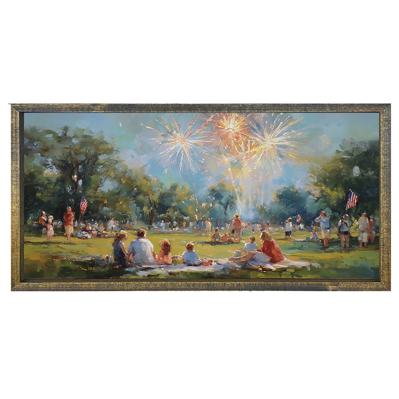 Fireworks and families at the Park - Horizontal Frame