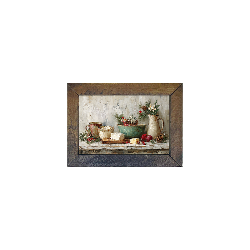 Sideboard Still Life - Pine Sprigs and Crockery - Horizontal Frame