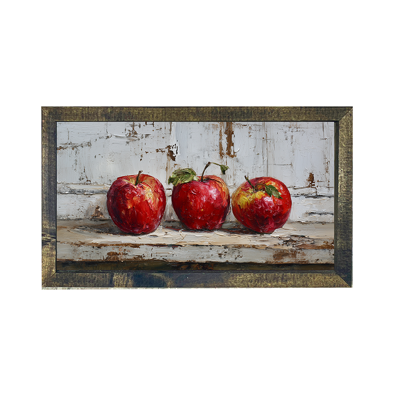Sideboard Still Life - Three Red Apples - Horizontal Frame