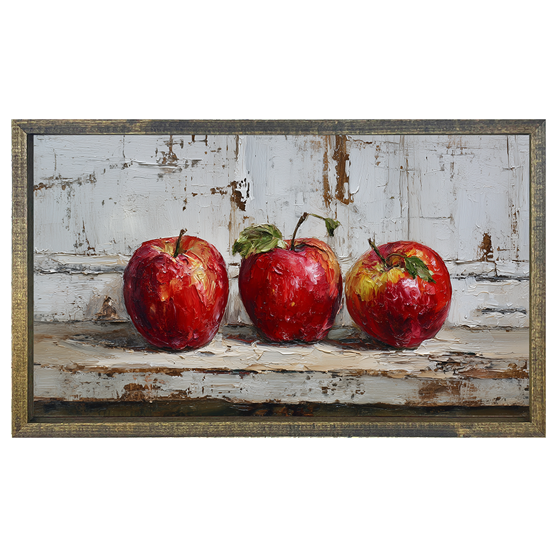 Sideboard Still Life - Three Red Apples - Horizontal Frame