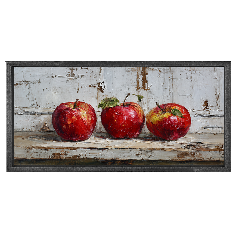Sideboard Still Life - Three Red Apples - Horizontal Frame