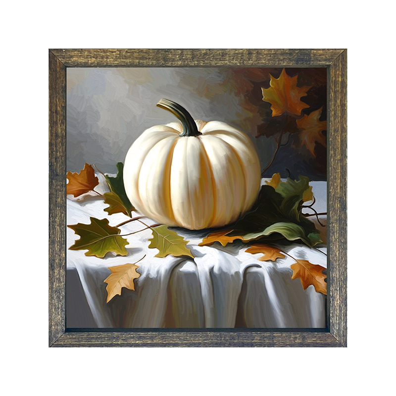 White Pumpkin on Tablecloth