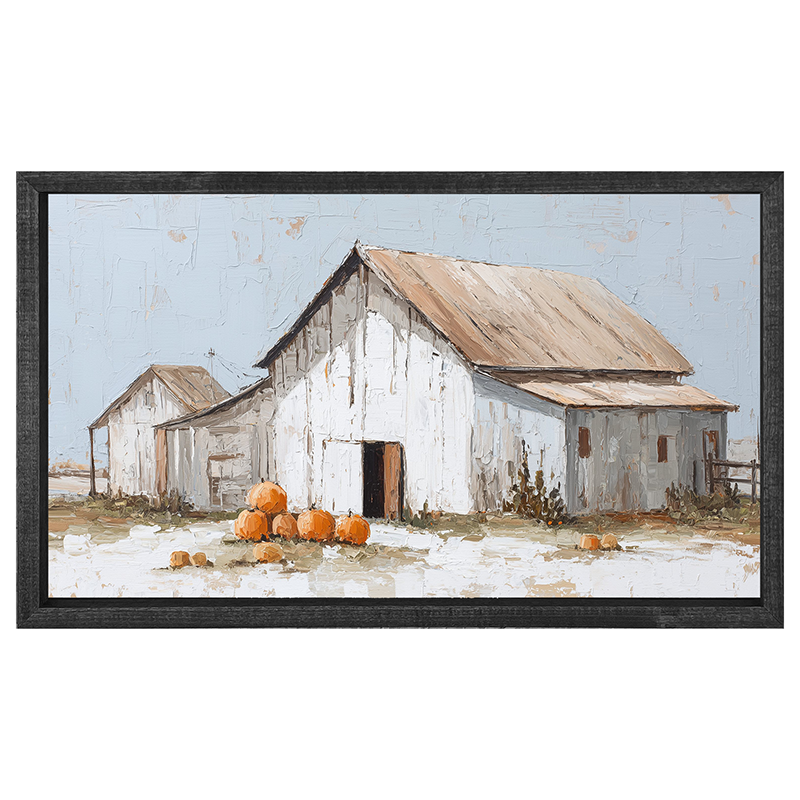 Barn with Pumpkins - Horizontal Frame