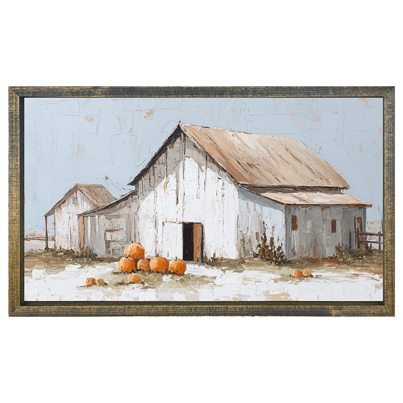 Barn with Pumpkins - Horizontal Frame