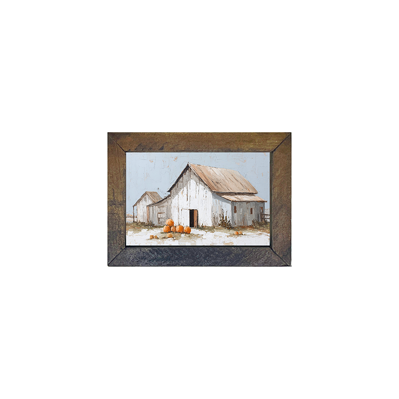 Barn with Pumpkins - Horizontal Frame