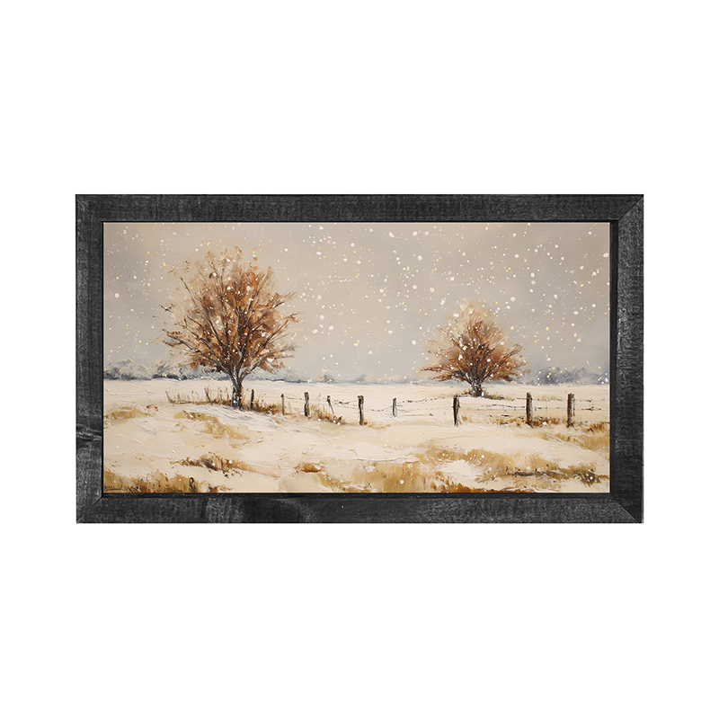 Fenceline Snowfall - Horizontal Frame