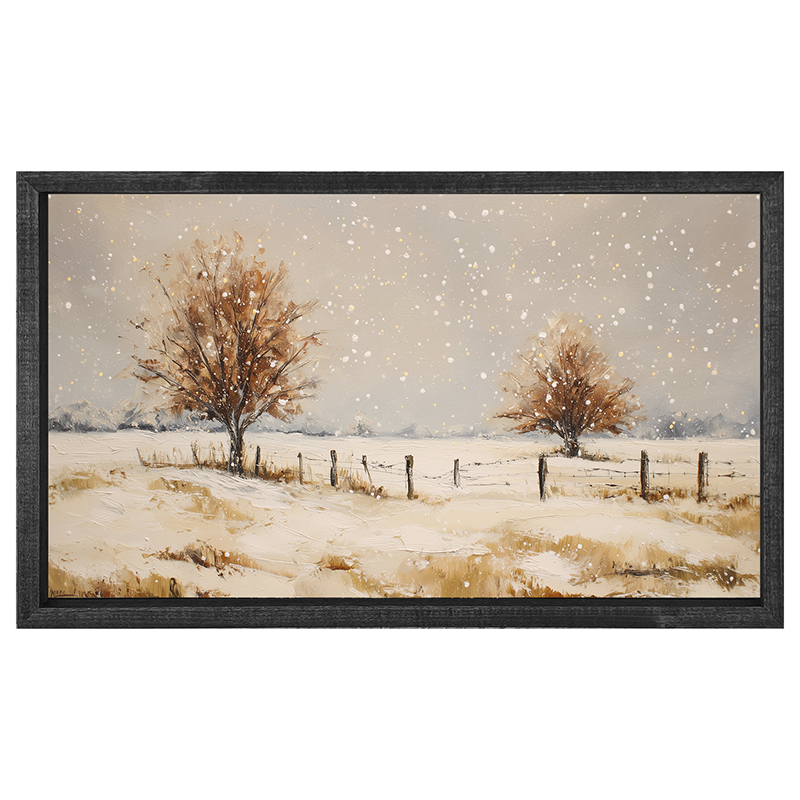 Fenceline Snowfall - Horizontal Frame