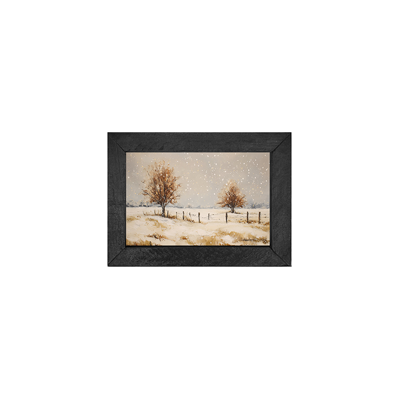Fenceline Snowfall - Horizontal Frame