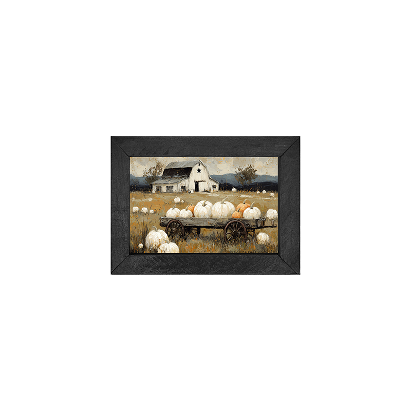 Pumpkin Wagon near Barn - Horizontal Frame
