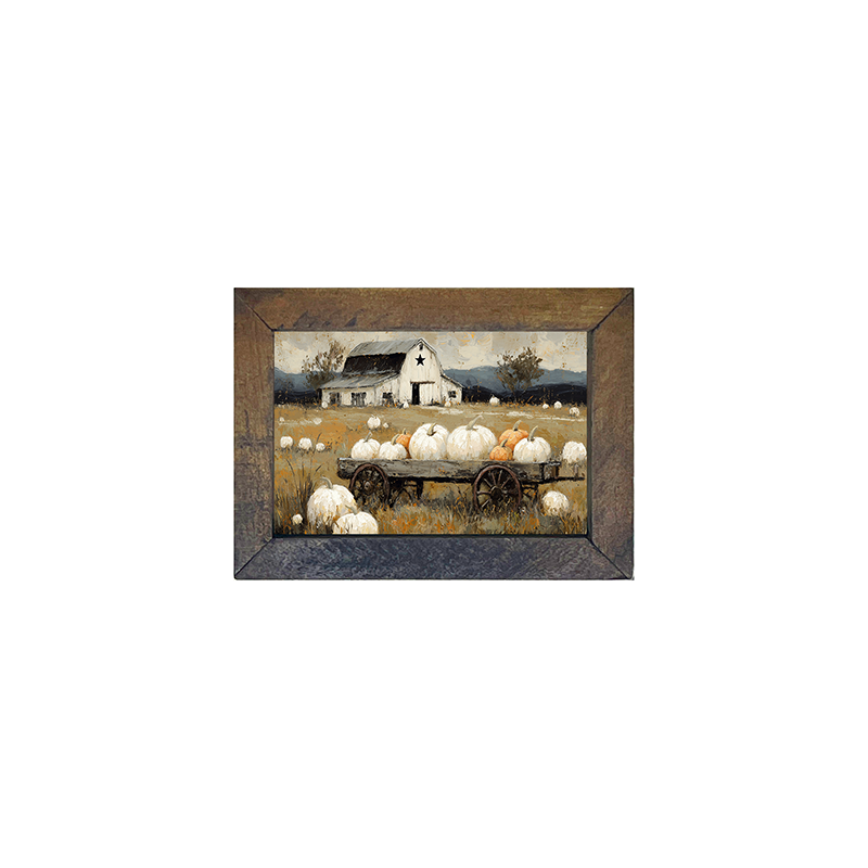 Pumpkin Wagon near Barn - Horizontal Frame