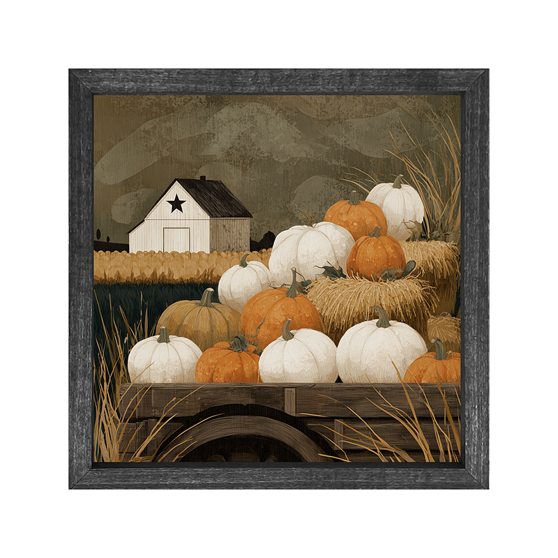 Rustic Wagon with Pumpkins - Square