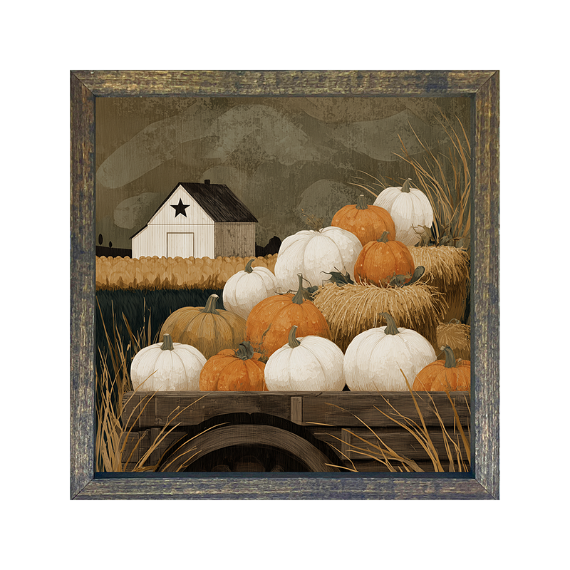 Rustic Wagon with Pumpkins - Square