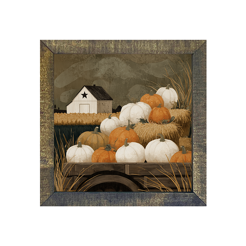 Rustic Wagon with Pumpkins - Square