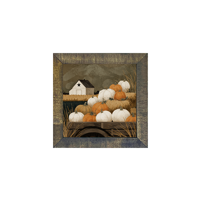 Rustic Wagon with Pumpkins - Square