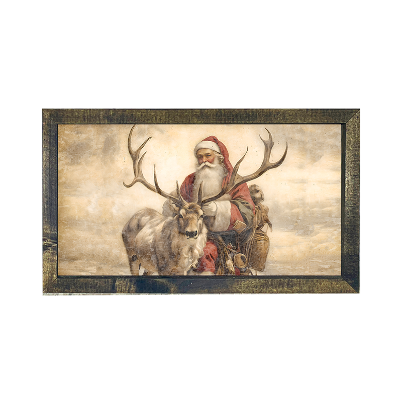 Reindeer with Santa 1 - Horizontal Frame