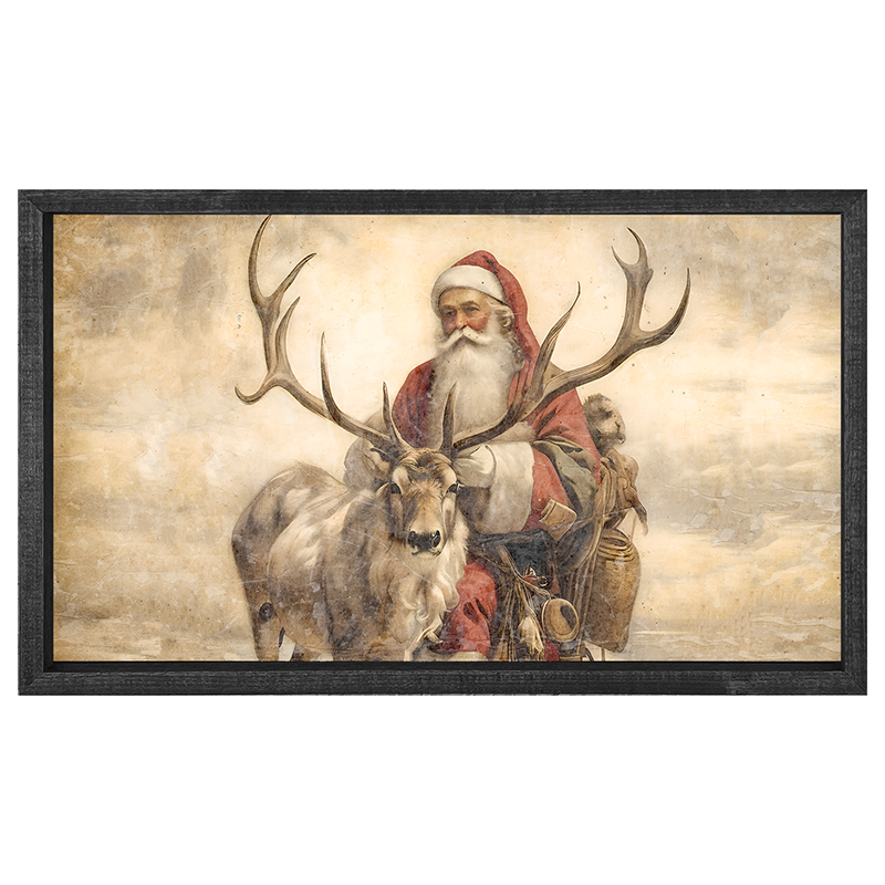 Reindeer with Santa 1 - Horizontal Frame