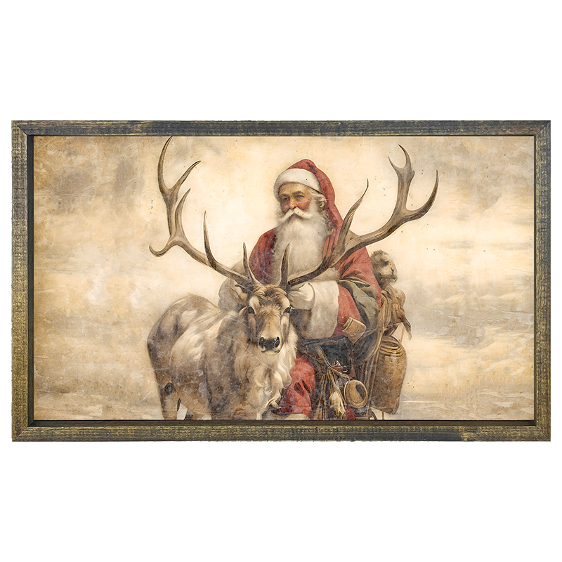 Reindeer with Santa 1 - Horizontal Frame