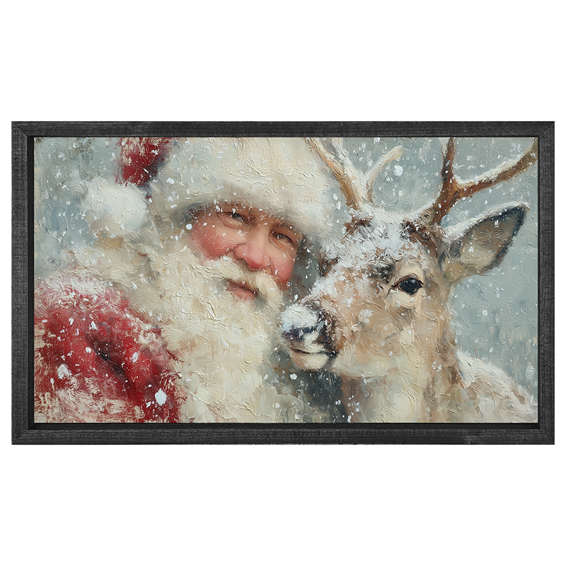 Santa and a Reindeer - Horizontal Frame