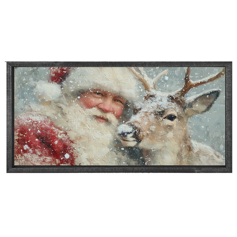 Santa and a Reindeer - Horizontal Frame