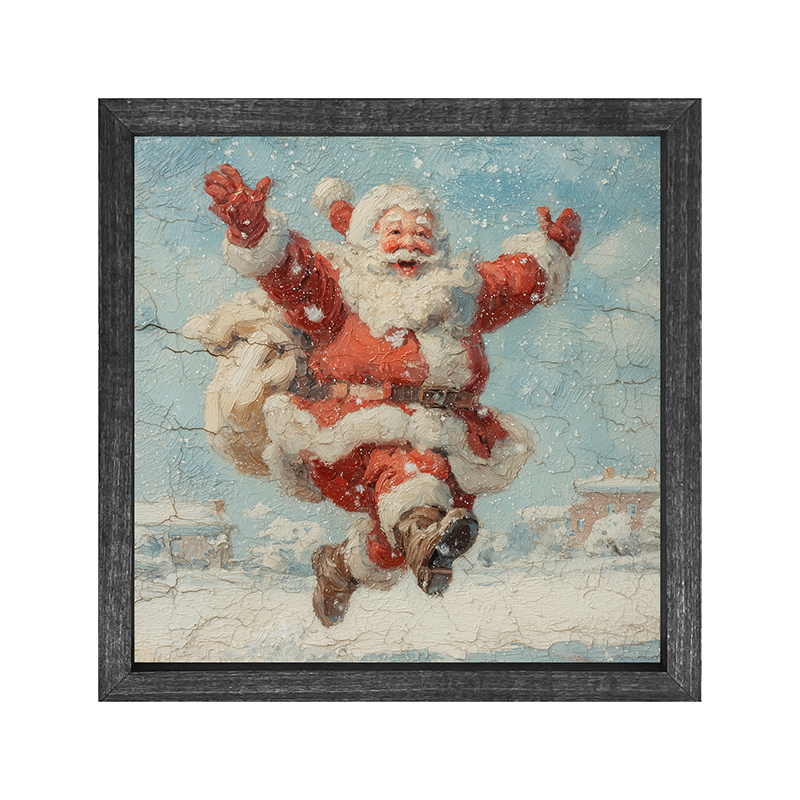 Snowy Santa Dashing through the Snow - Square Frame