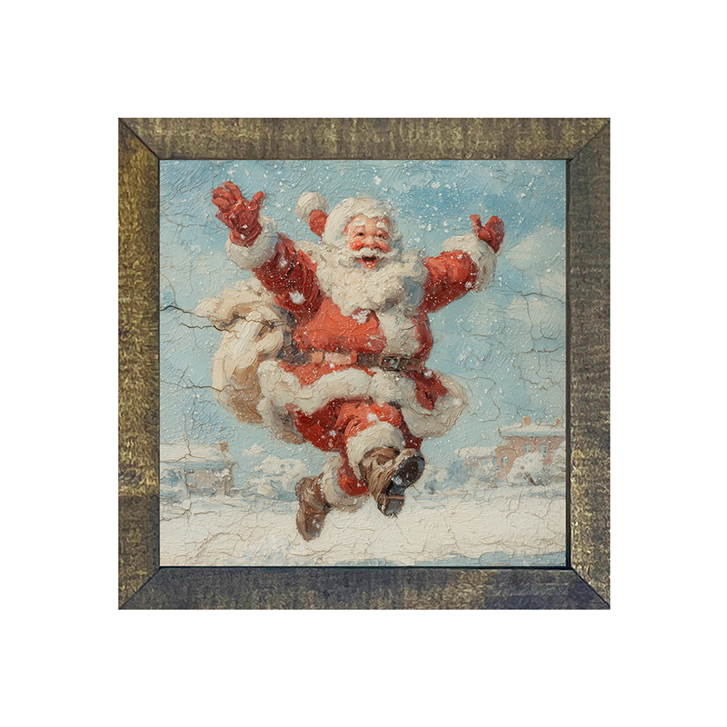 Snowy Santa Dashing through the Snow - Square Frame
