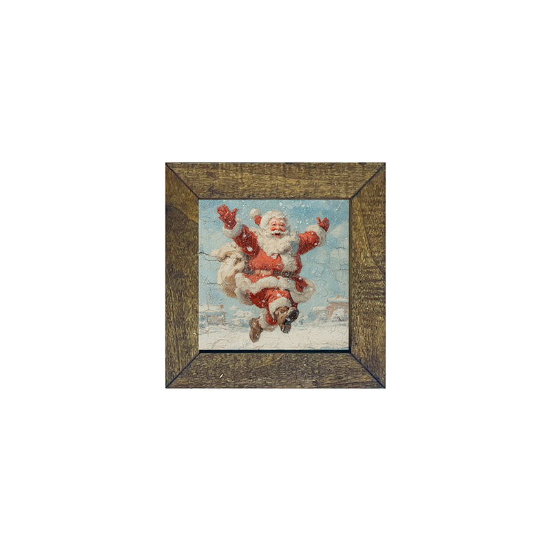 Snowy Santa Dashing through the Snow - Square Frame