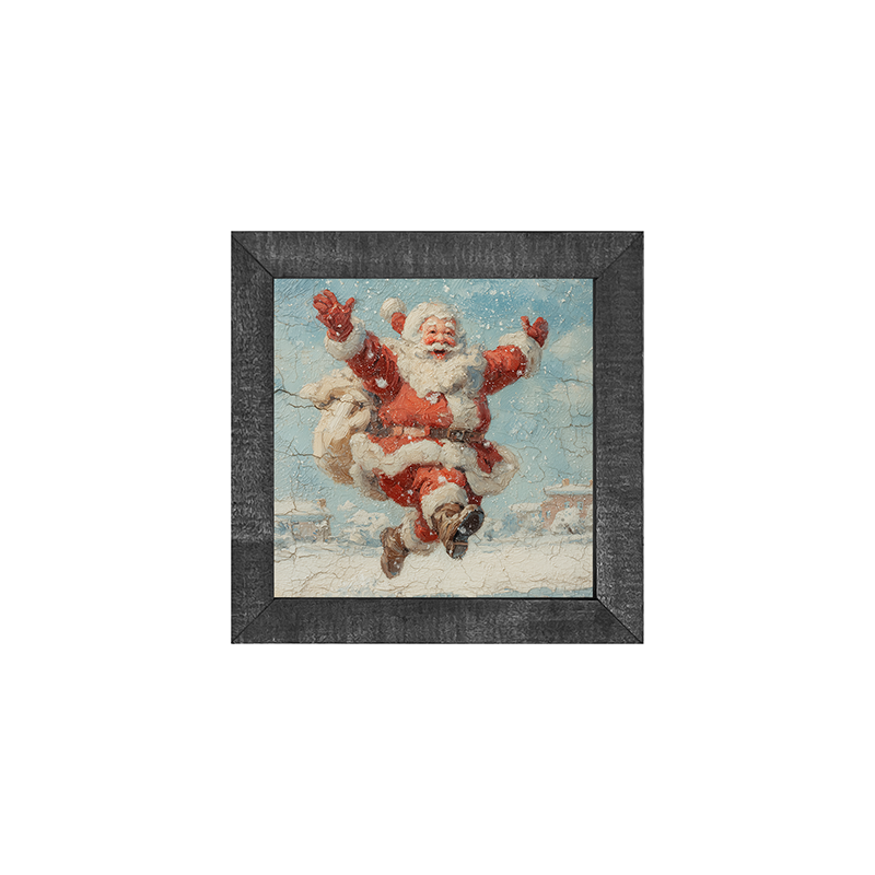 Snowy Santa Dashing through the Snow - Square Frame