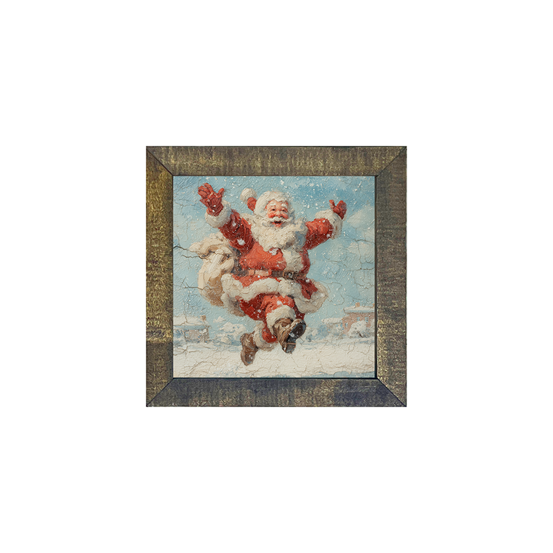 Snowy Santa Dashing through the Snow - Square Frame