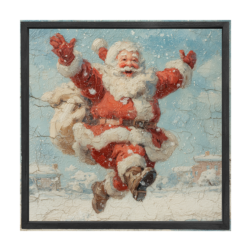 Snowy Santa Dashing through the Snow - Square Frame