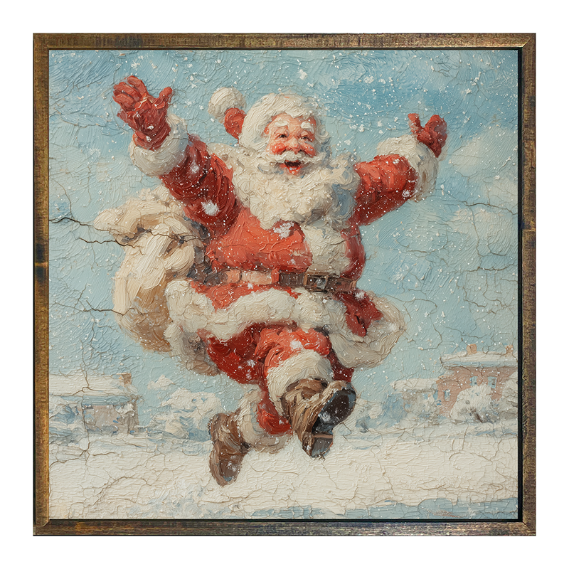 Snowy Santa Dashing through the Snow - Square Frame