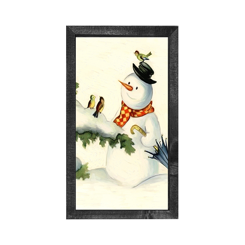 Snowman with birds