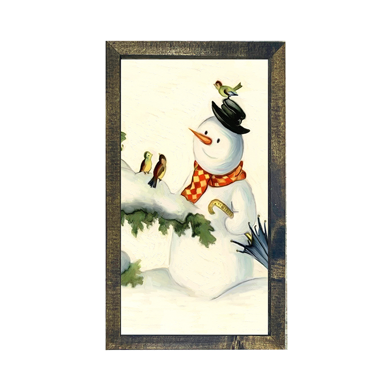 Snowman with birds