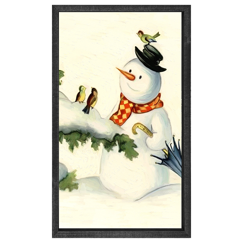 Snowman with birds