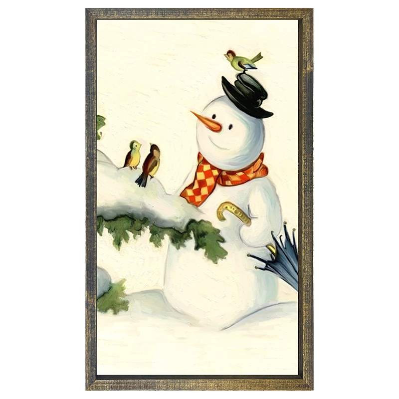 Snowman with birds