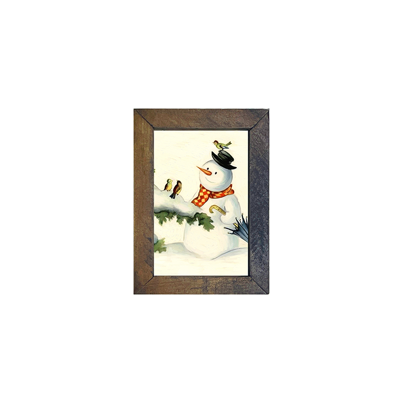 Snowman with birds