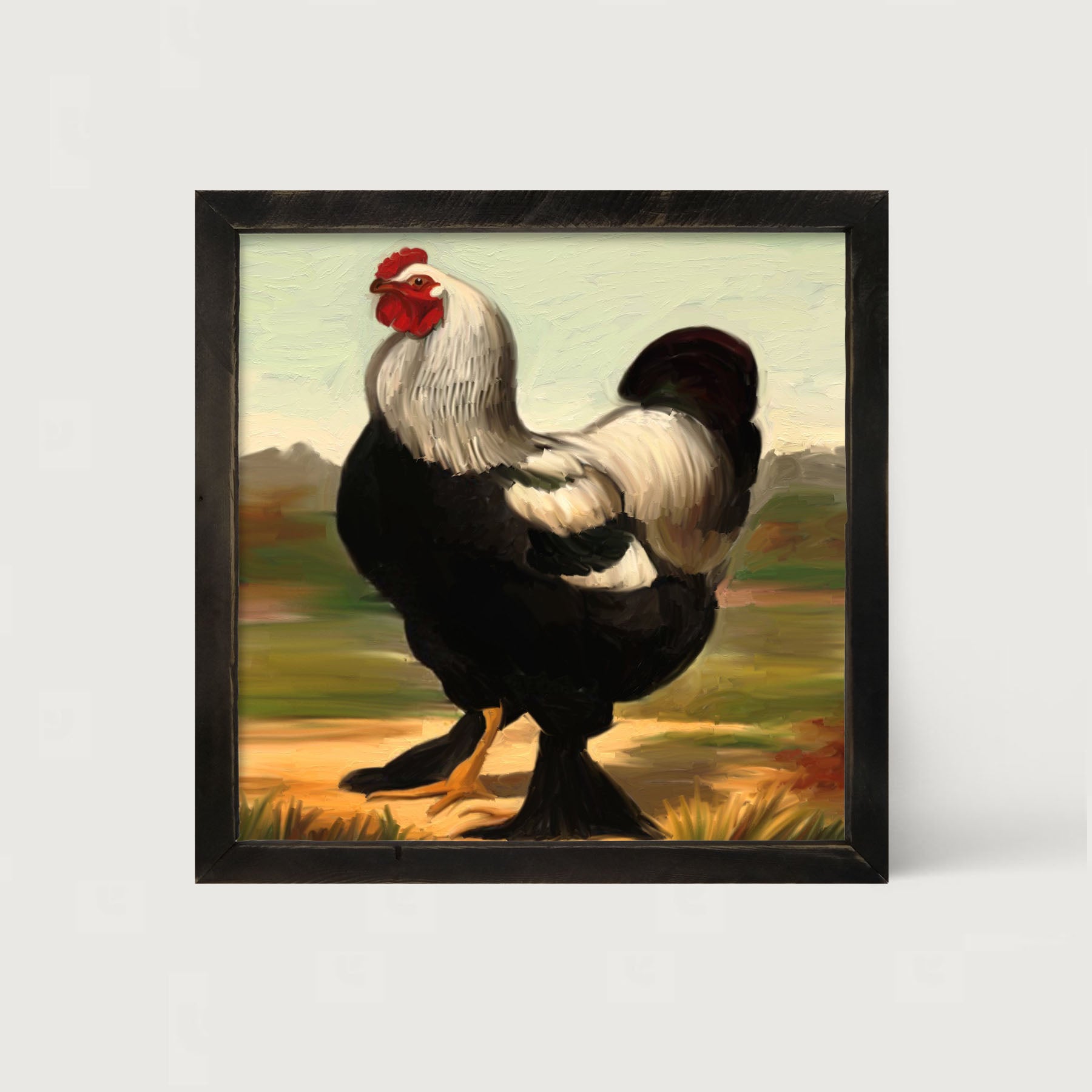 Black & White Rooster - Framed art