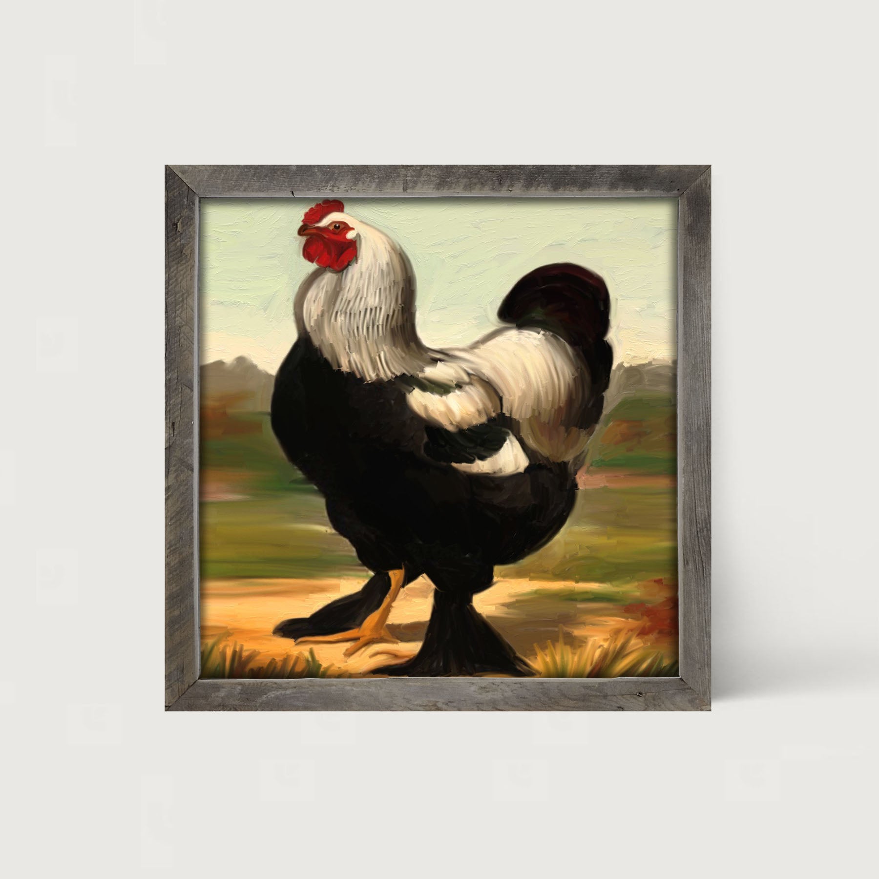 Black & White Rooster - Framed art