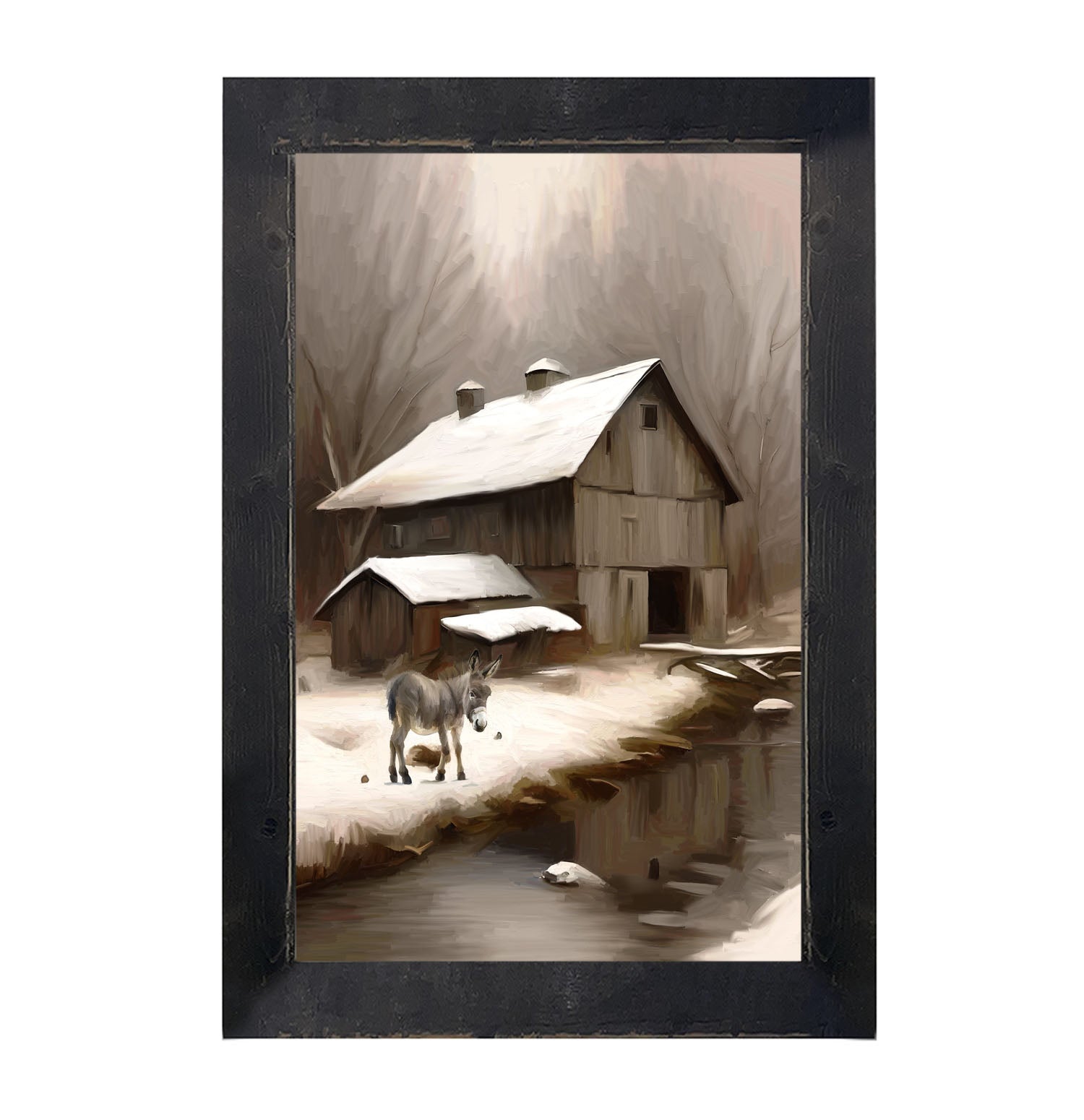 Donkey at Wintertime - Framed Art