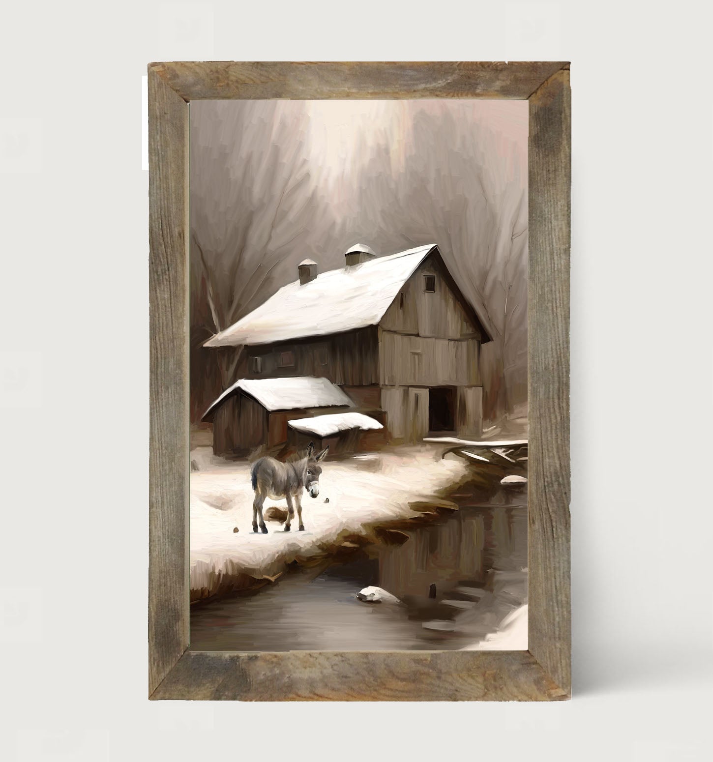 Donkey at Wintertime - Framed Art