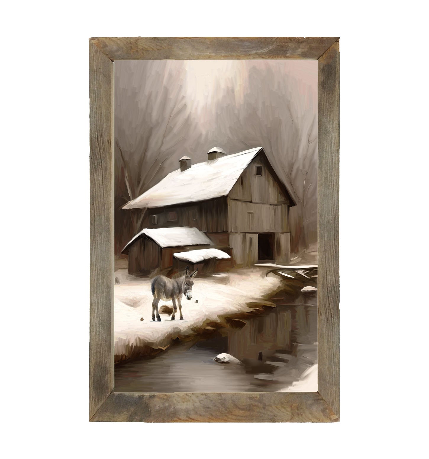 Donkey at Wintertime - Framed Art