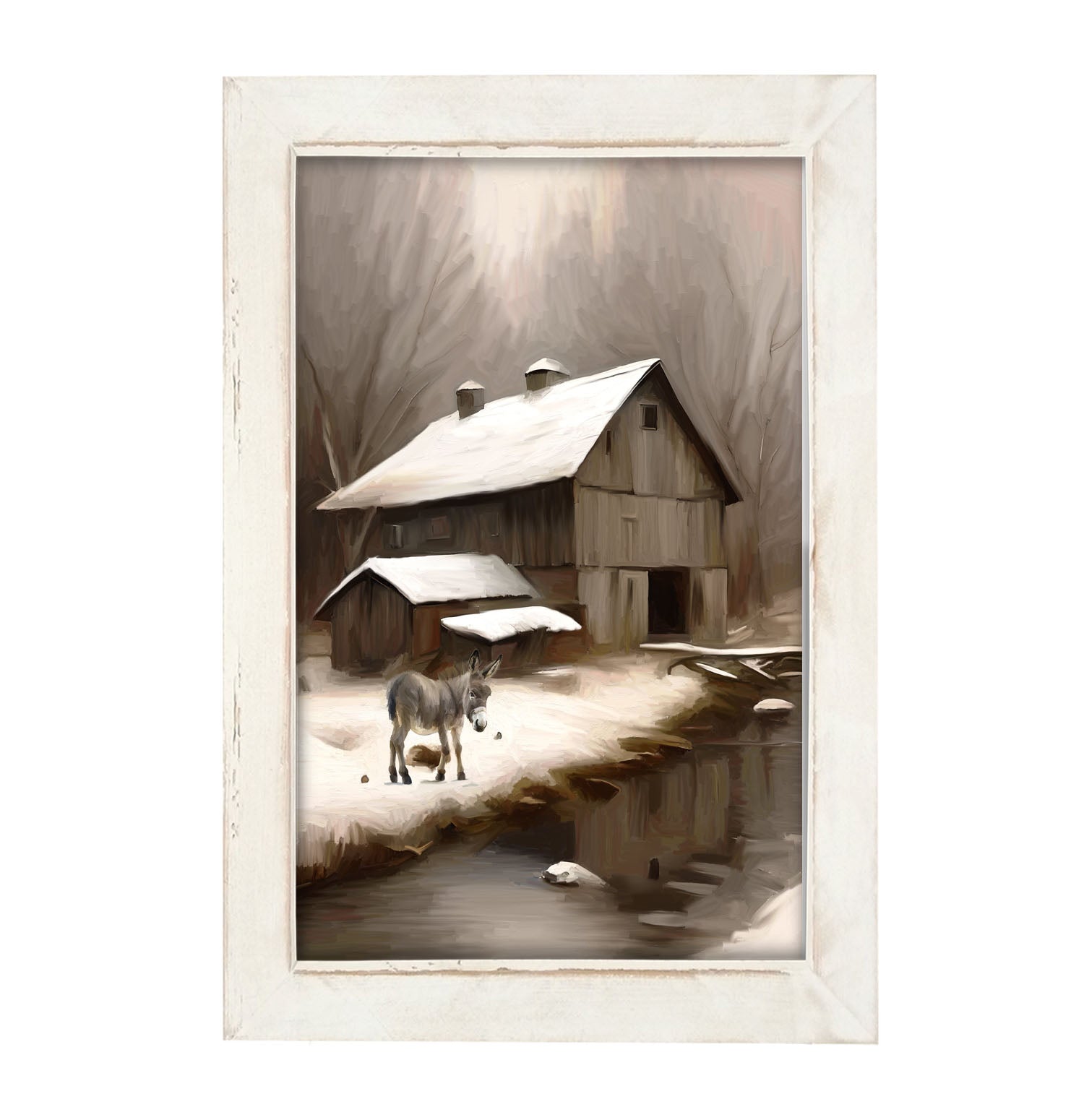 Donkey at Wintertime - Framed Art