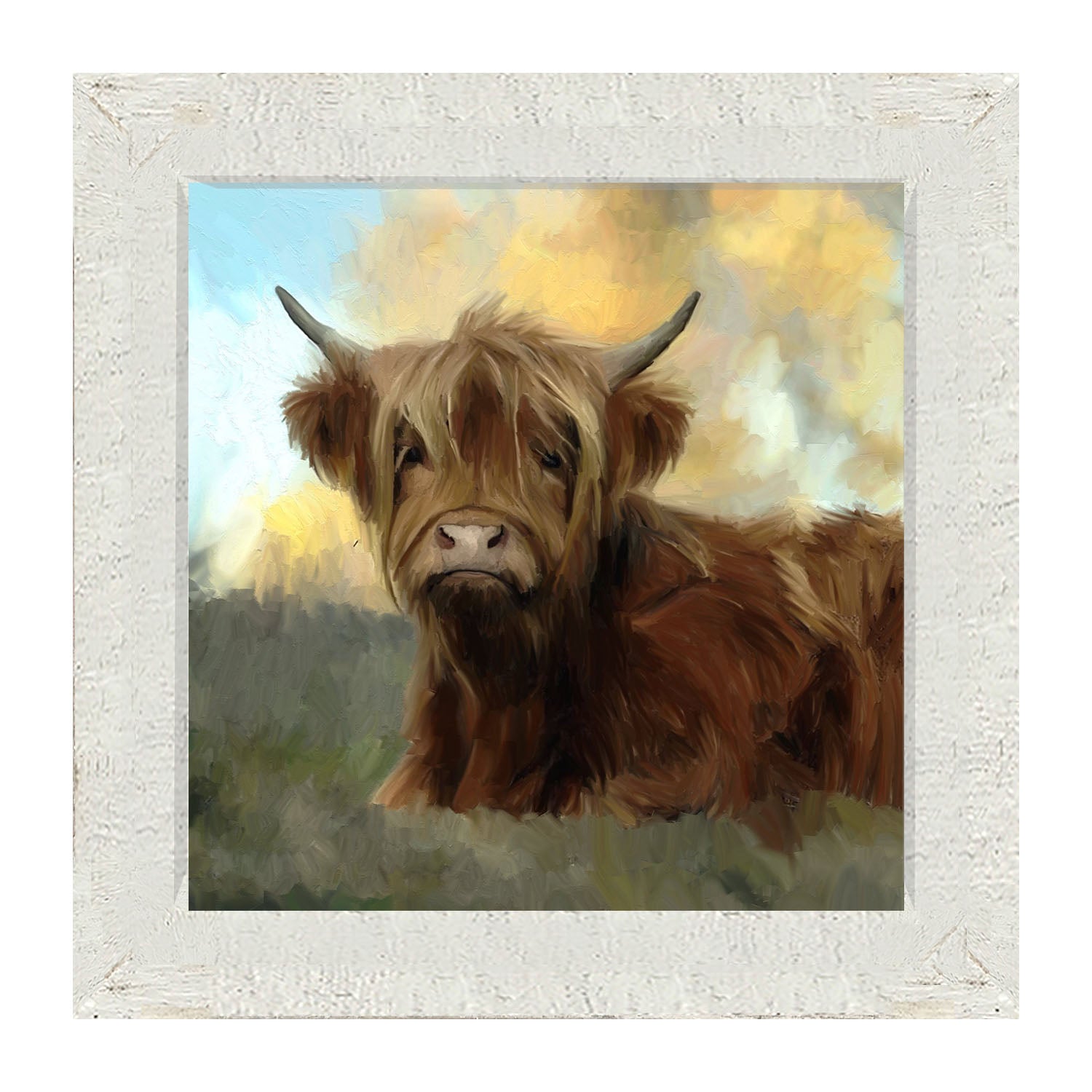 Springtime Highland Cow - Framed art