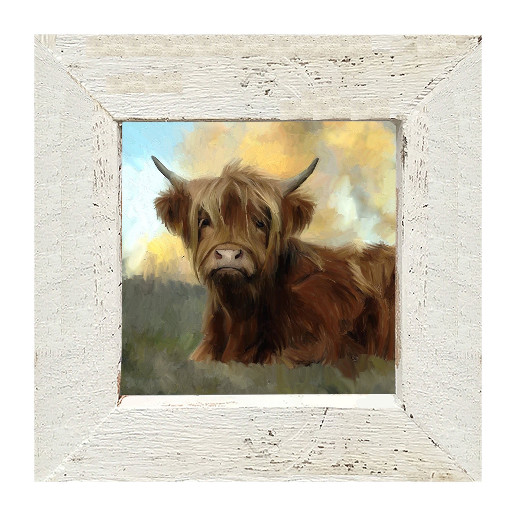 Springtime Highland Cow - Framed art