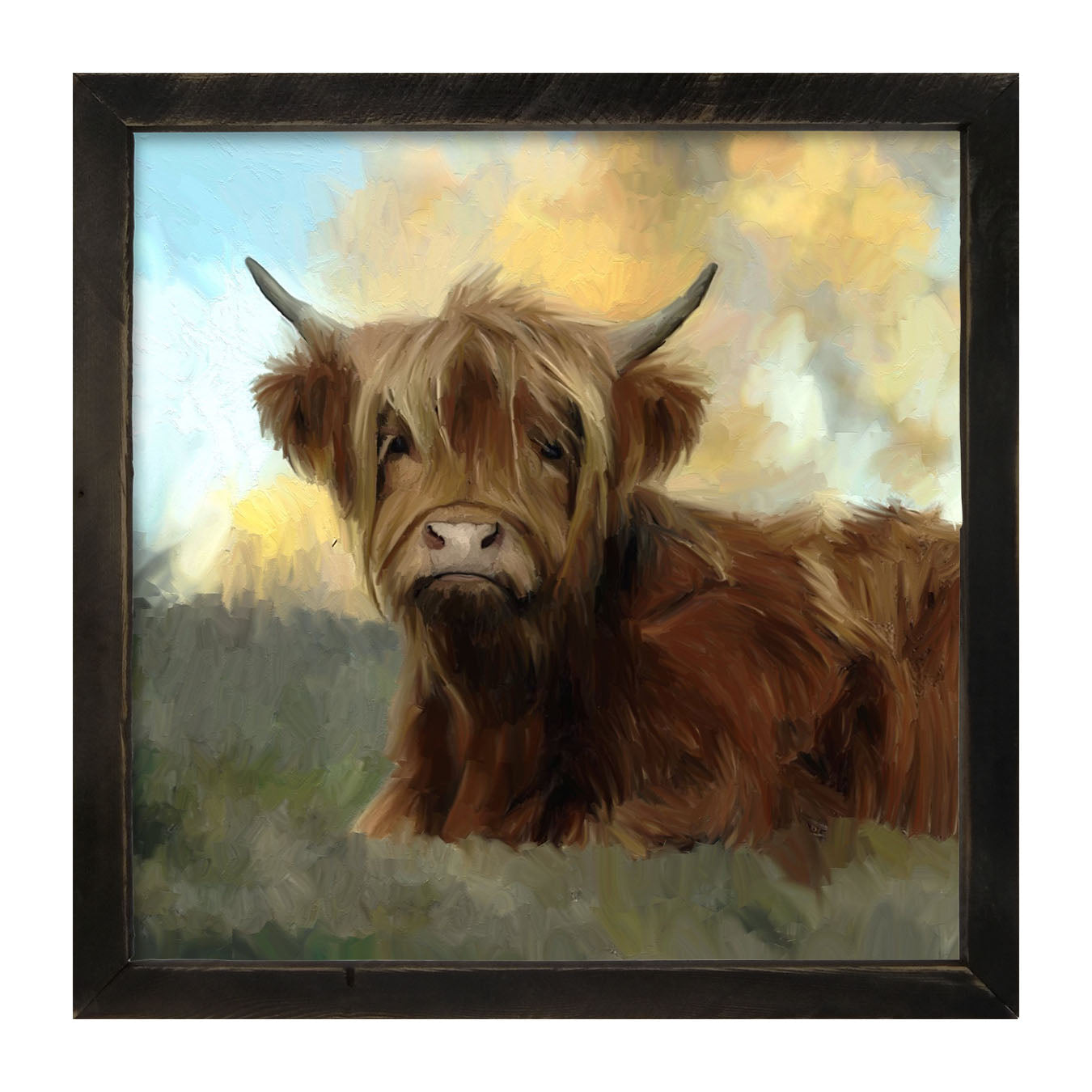 Springtime Highland Cow - Framed art