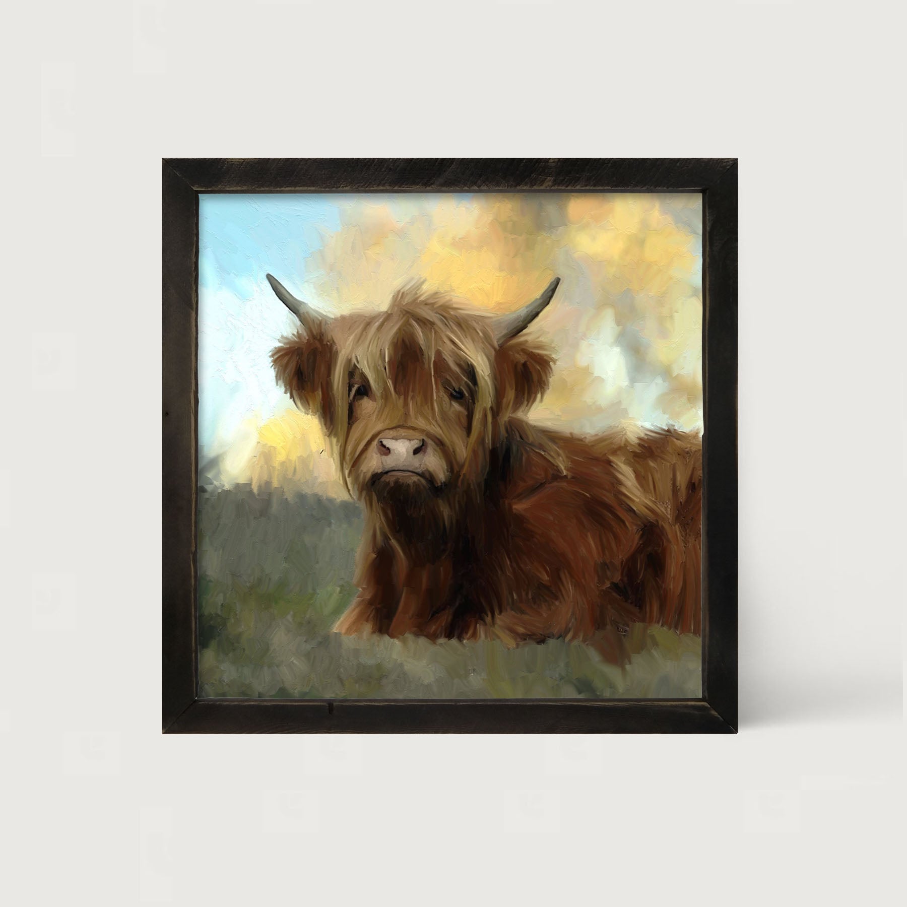 Springtime Highland Cow - Framed art
