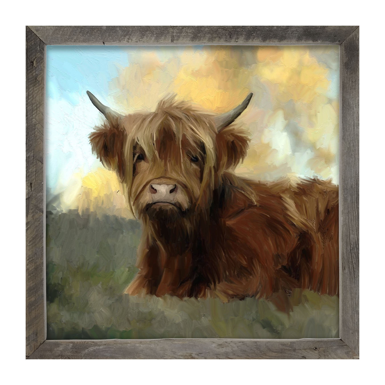Springtime Highland Cow - Framed art