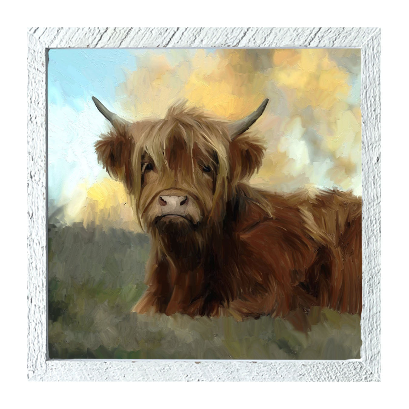 Springtime Highland Cow - Framed art